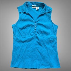 St. John's Bay Blue Sleeveless Polo Blouse